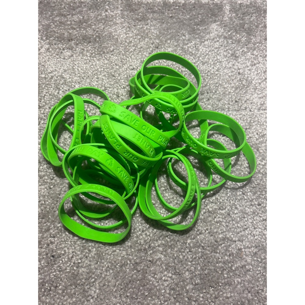 25 bulk lot Earth Day Silicone Wristband Save Our Planet Earth Day OS GreenLot